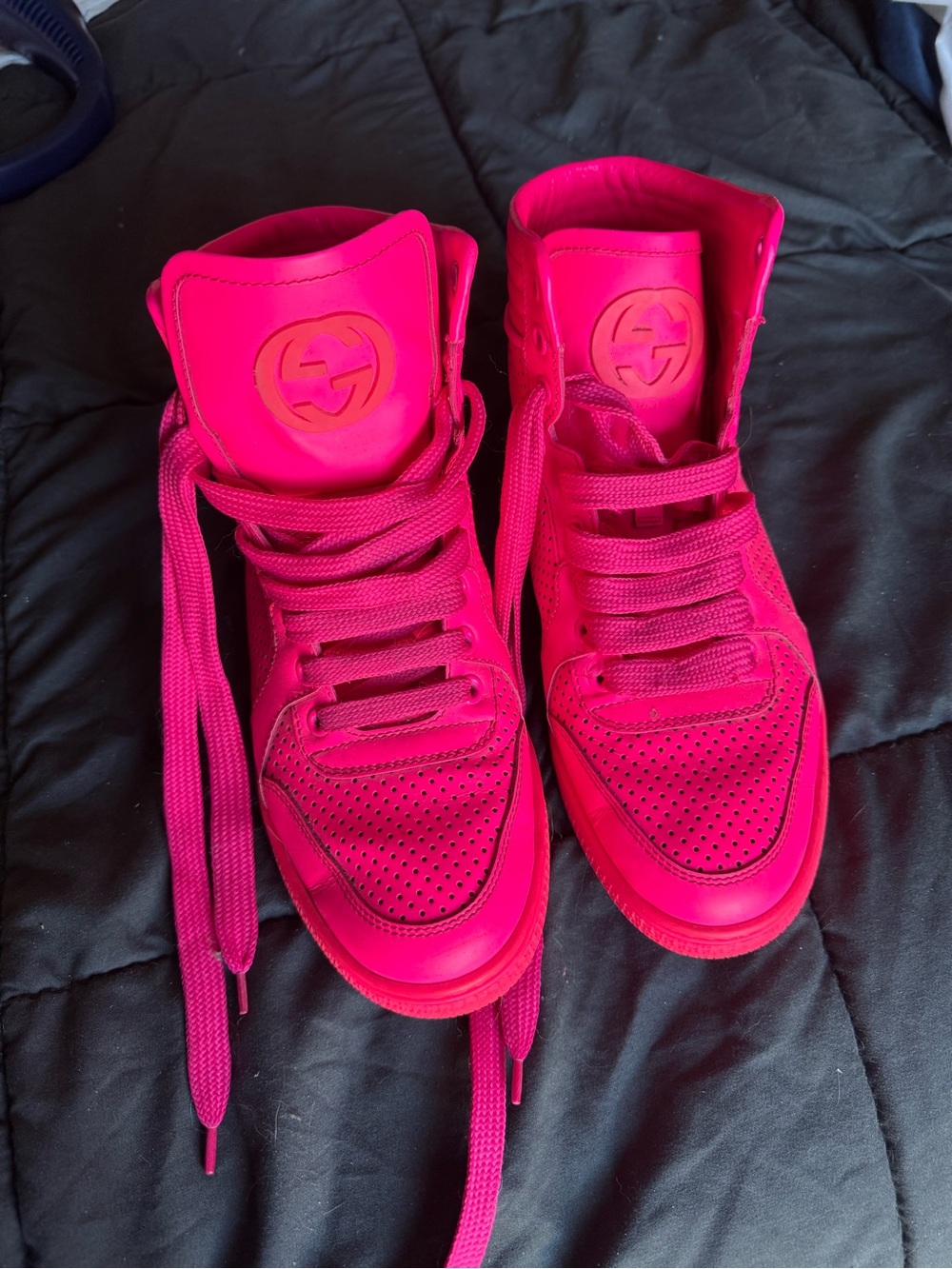 Gucci Bright Pink High-Top Sneakers